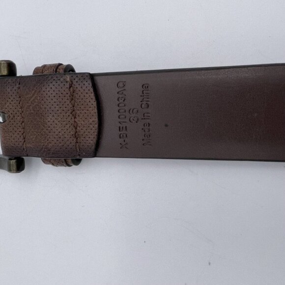 London Fog Pin Dot Feather Edge Dress Belt Men's Size 36  Brown Leather - Picture 3 of 4